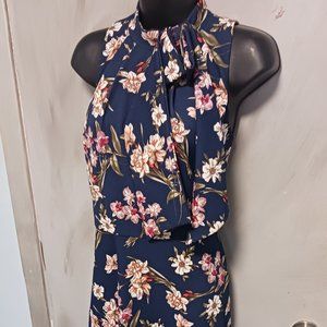 Shelby & Palmer Floral Navy Midi Dress